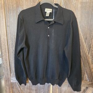 Alfani Sweater Adult Size Small Black 100% Merino Wool Collared‎ Long Sleeve